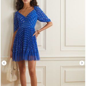Self-Portrait Blue Polka Dot Mini Dress